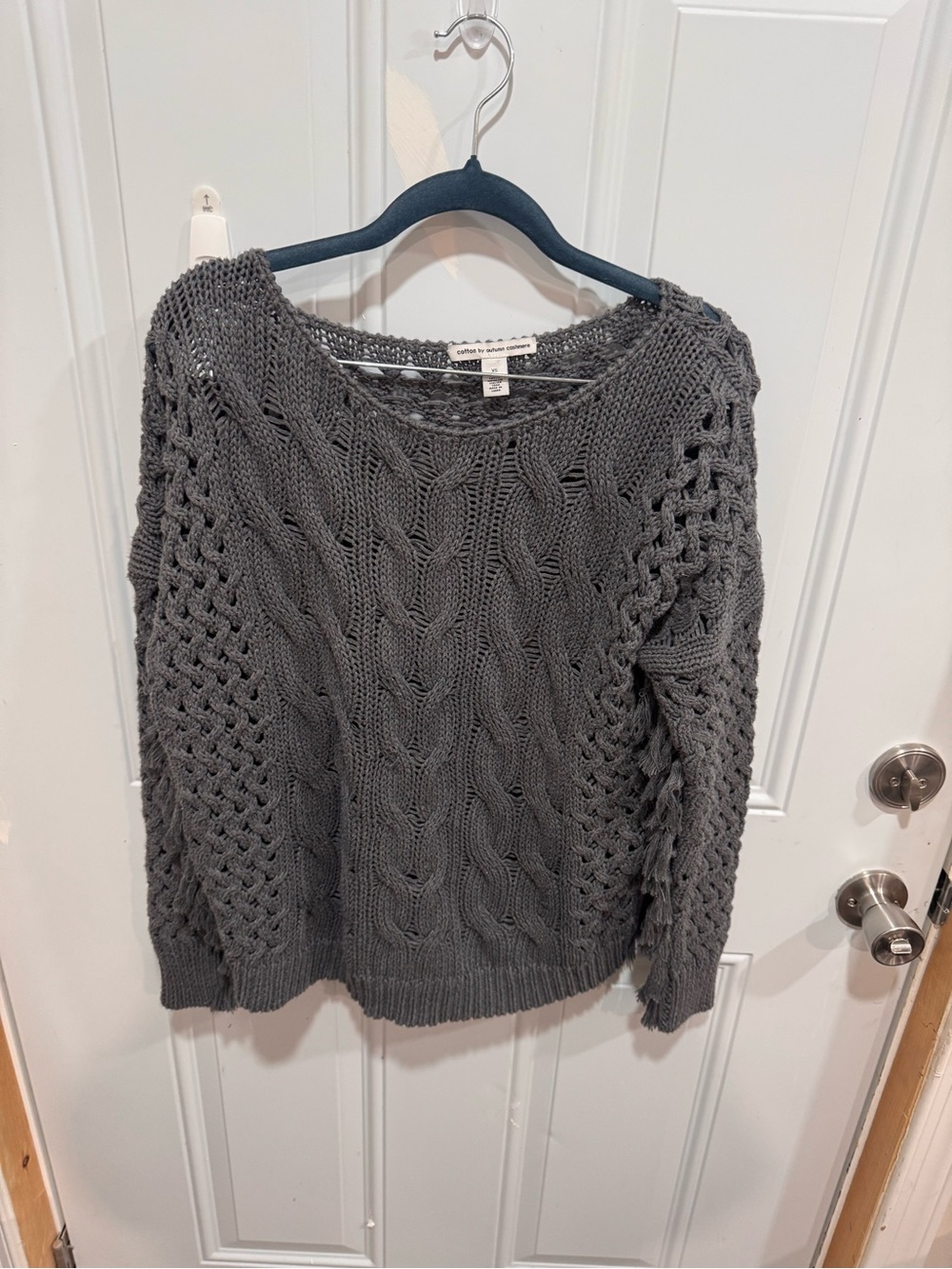 Autumn Cashmere Charcoal Cable-Knit Crewneck Sweater